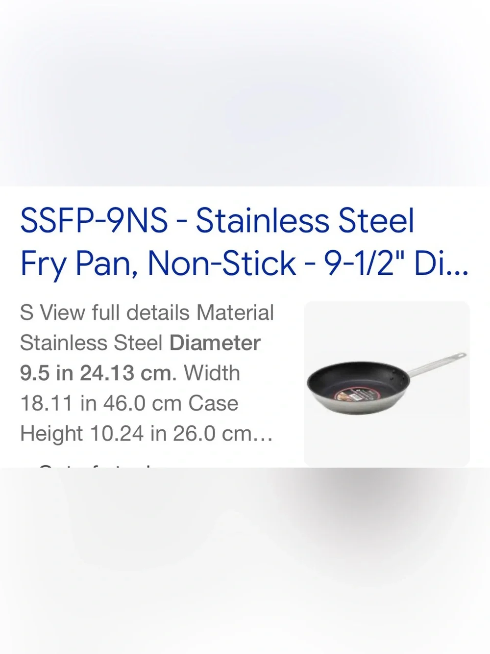 Winco Stainless Steel Non Stick Fry Pan Used